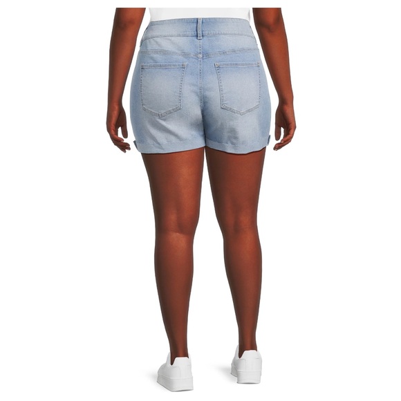 Midrise Double Button Shorts. Color: light enzyme. - Picture 5 of 6